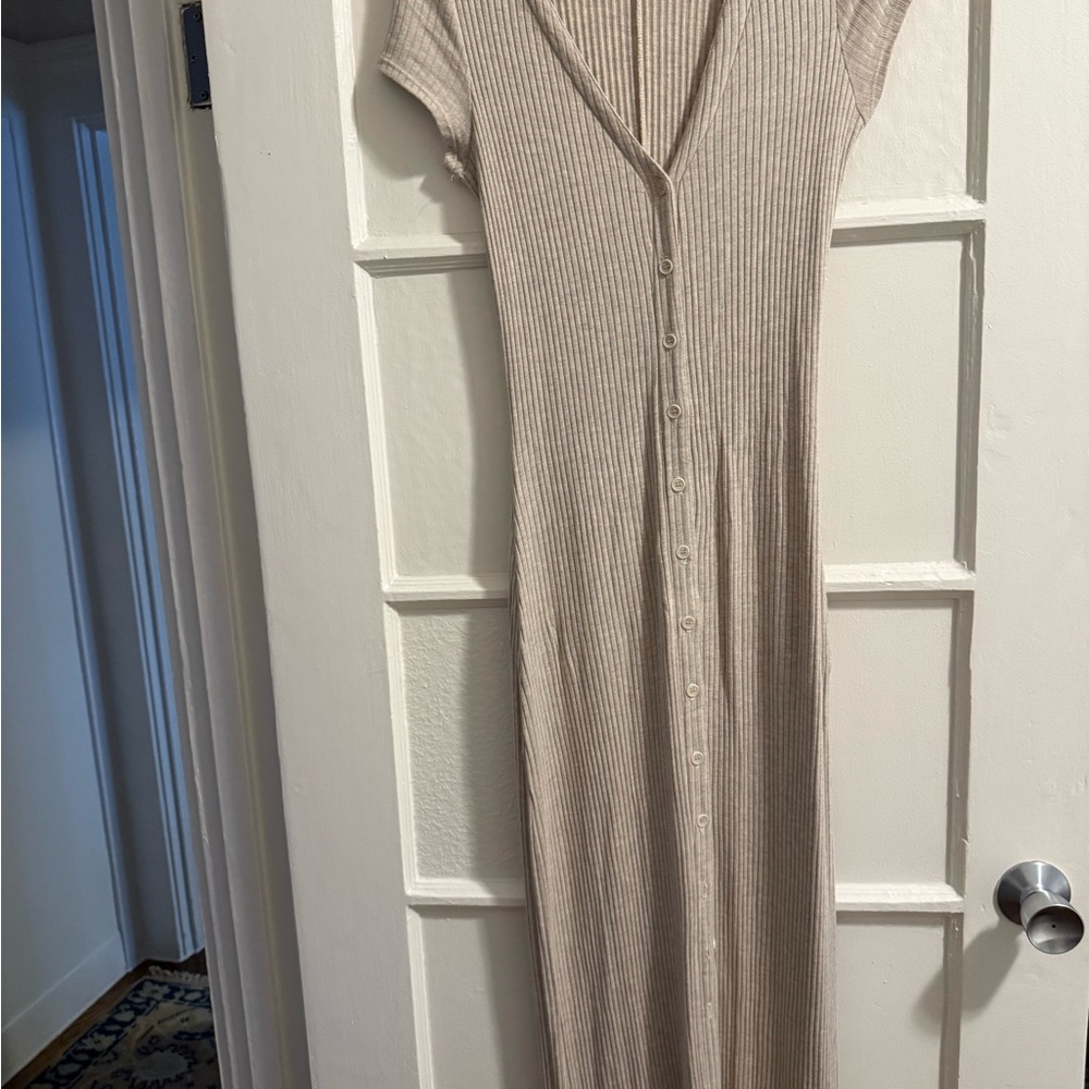 Reformation Ribbed Button-Down Maxi Dress